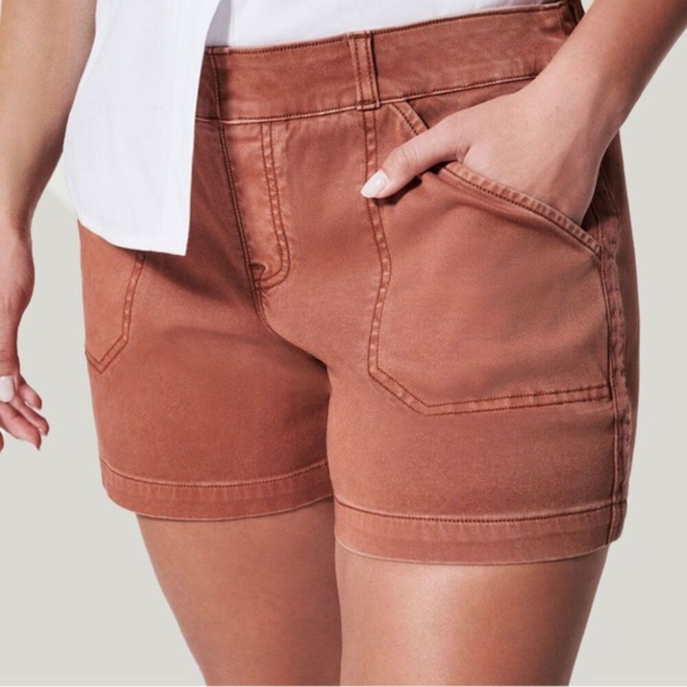 Spanx Womens Stretch Burnt Orange Pull On Shorts Size XL